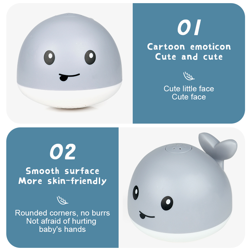 JUNWELL Baby Bath Toys, Light up Whale Spray Bath Toys, Sprinkler Bathtub Toys for Toddlers Infant Kids Boys Girls Baby, Bathtub Shower Pool Bathroom Toy