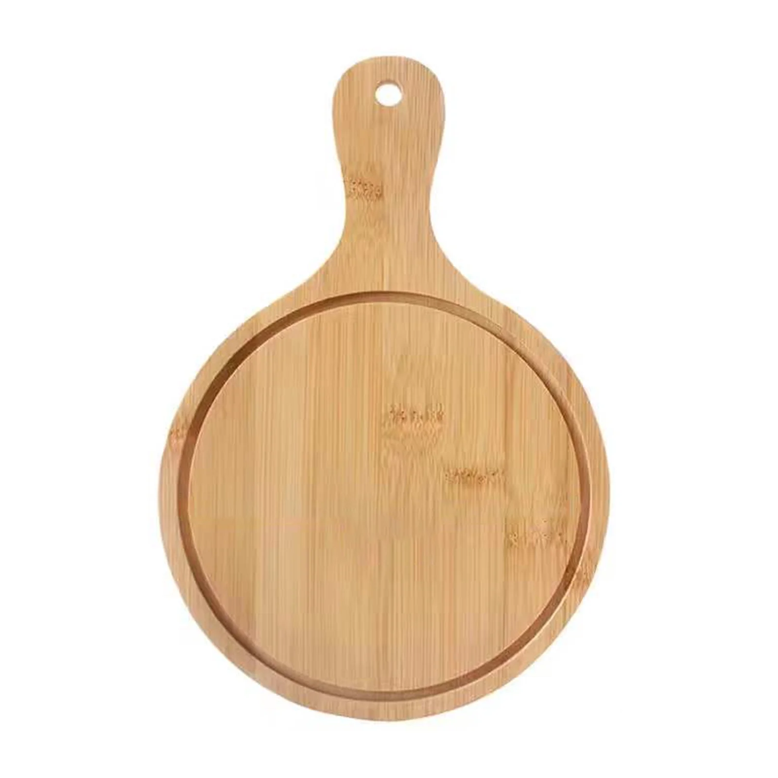 KABOER Round Bamboo Wooden Pizza Paddle Cutting Board Cheese Serving Tray Plate Pizza Board