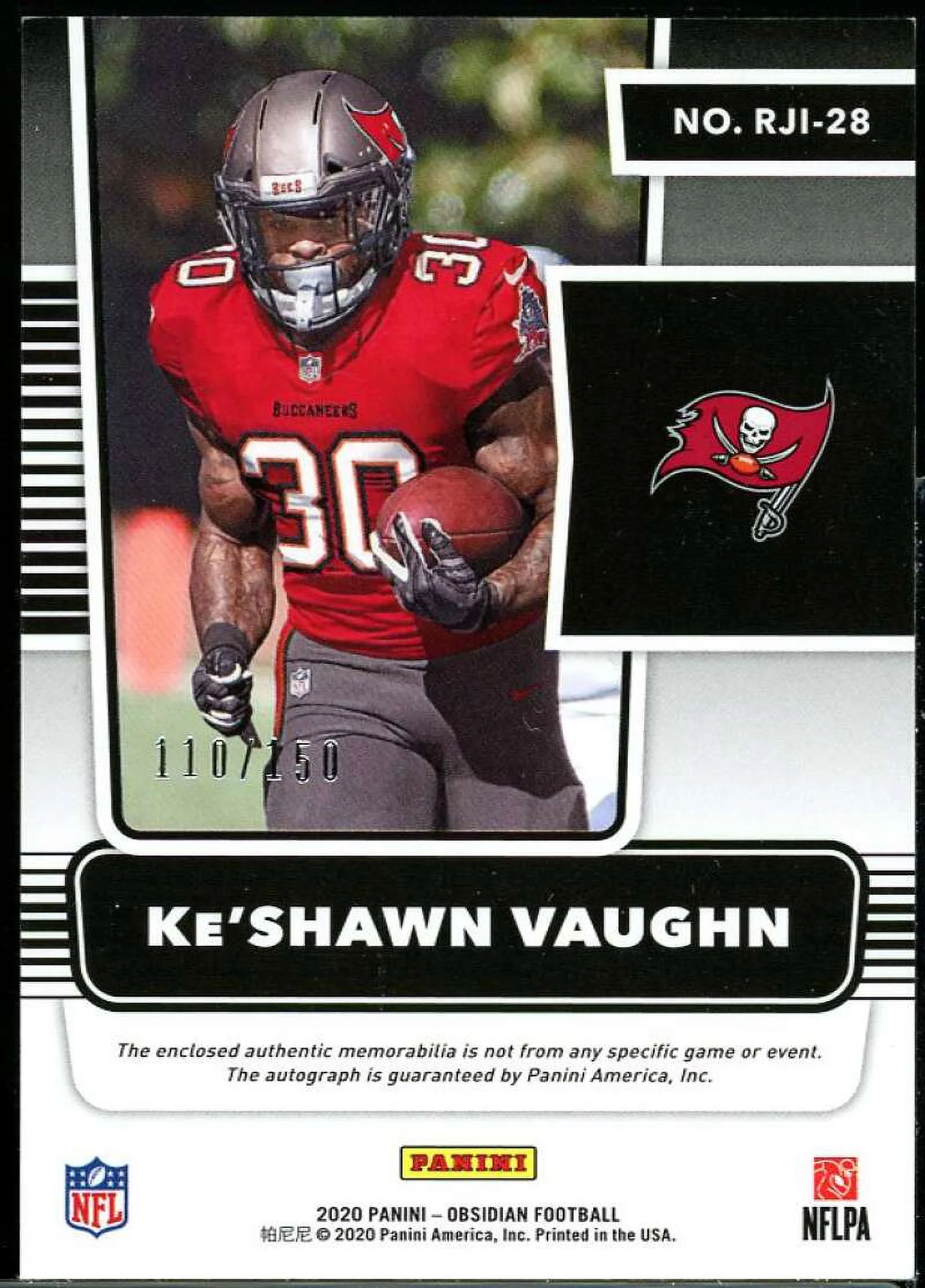 Ke'Shawn Vaughn Rookie Card 2020 Panini Obsidian Rookie Jersey Ink #28 /150