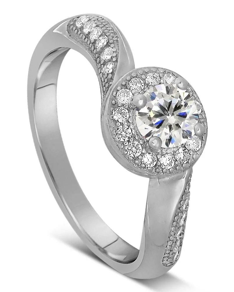 Antique 1.75 Carat Round Cut Diamond Moissanite Engagement Ring For Her In 10K White Gold, Gift For Her, Promise Ring, Anniversary Ring