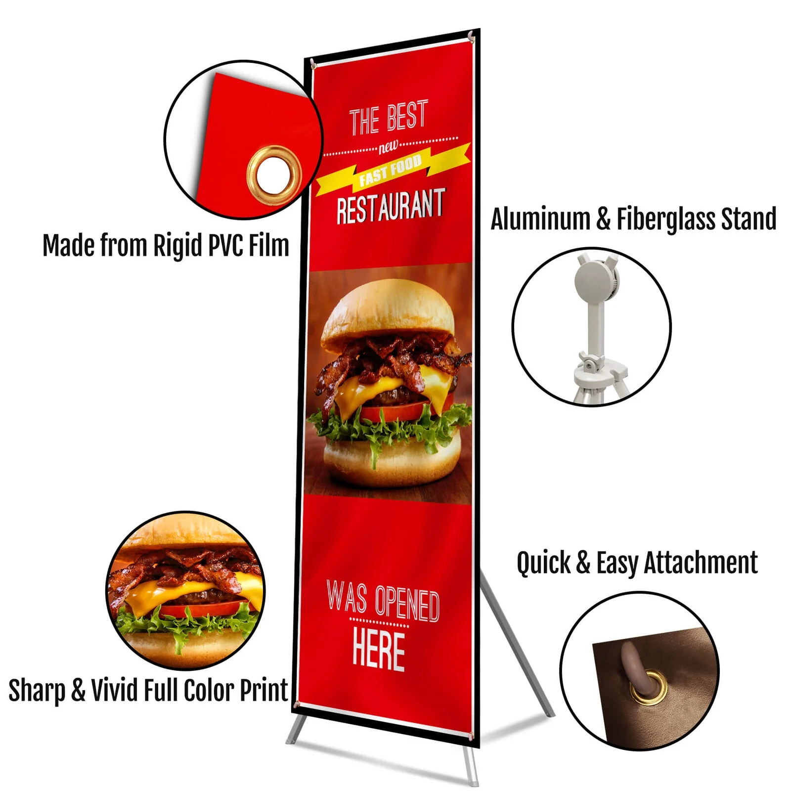 Anley Custom X Stand Banner - Portable Personalized X Frame Banner - 32 x 70 In (Included Banner, Stand and Travel Bag)