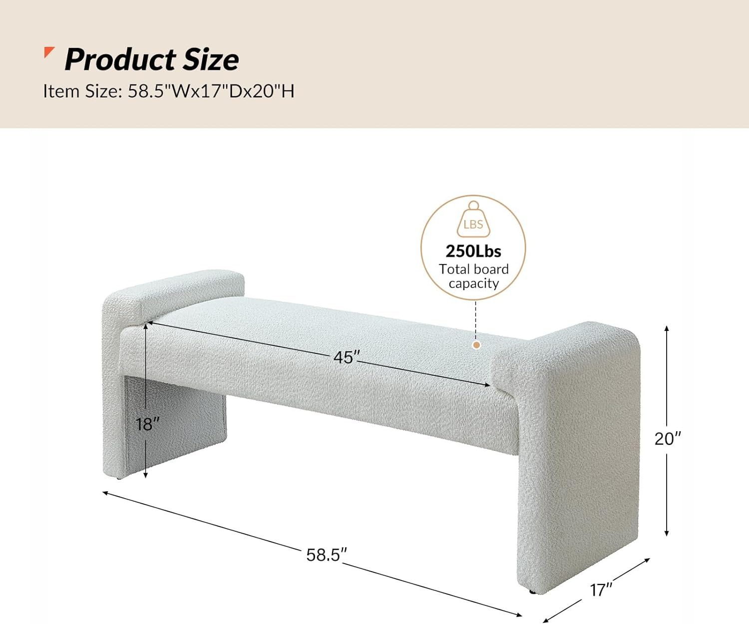 Ed Of Bed Bech, Moder Fabric Upholstered Etryway Bech, Footrest Stool Accet Bech With Solid Wood Frame For Livig Room,Ivory