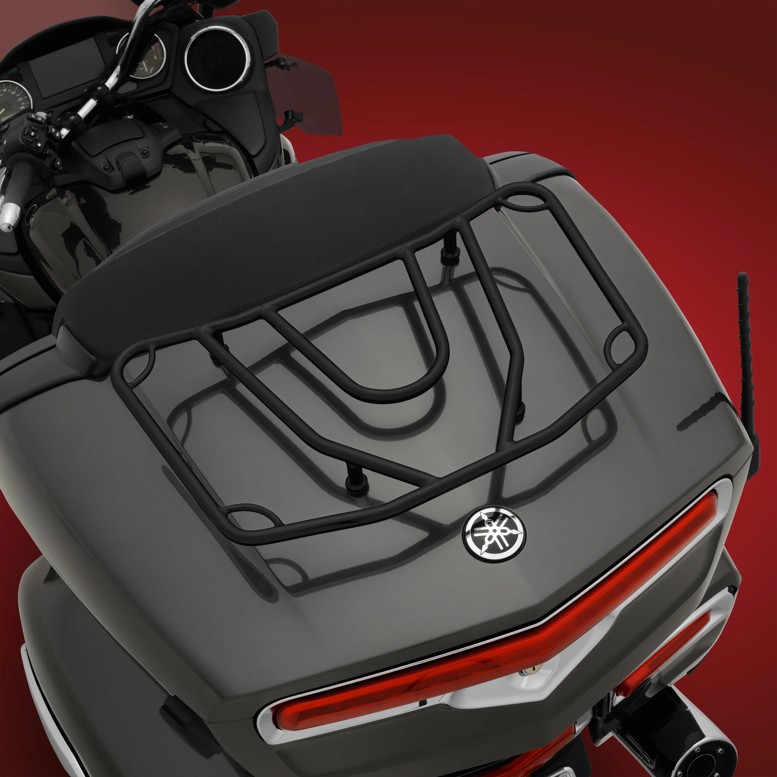 Big Bike Parts  41-355BK; Trunk Rack Black Spyder F3 Trunk & Fits Yamaha