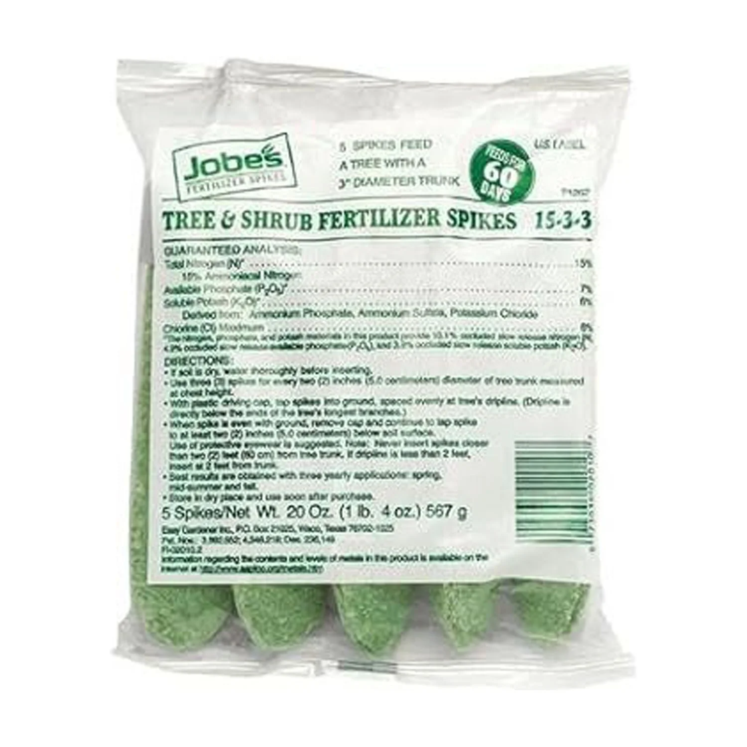 32 5 Packs Jobes 2010 Tree Shrub Fertilizer Spikes 15-3-3