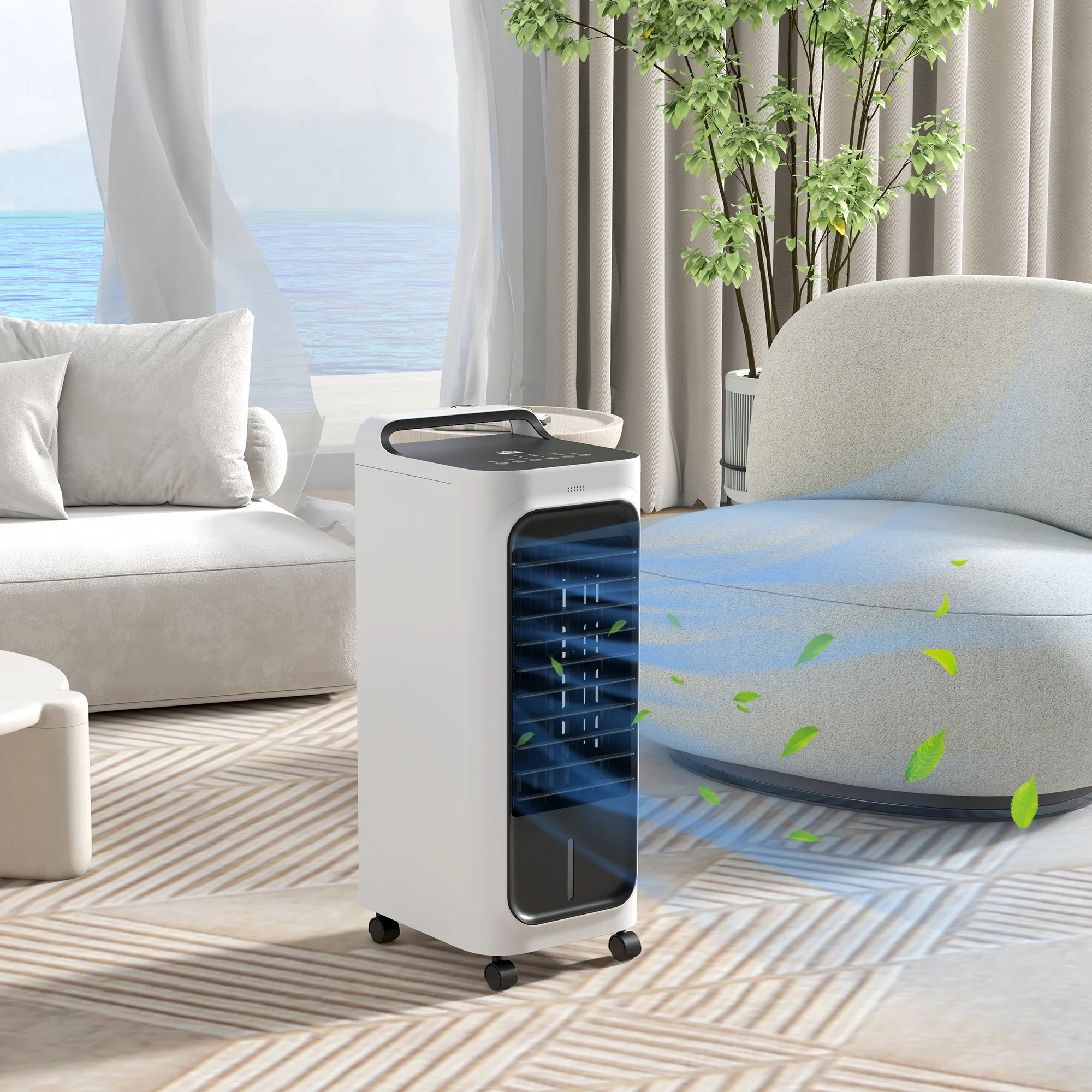 HOMCOM Room Air Cooler with Remote, 7H Timer, Oscillating, LED Display
