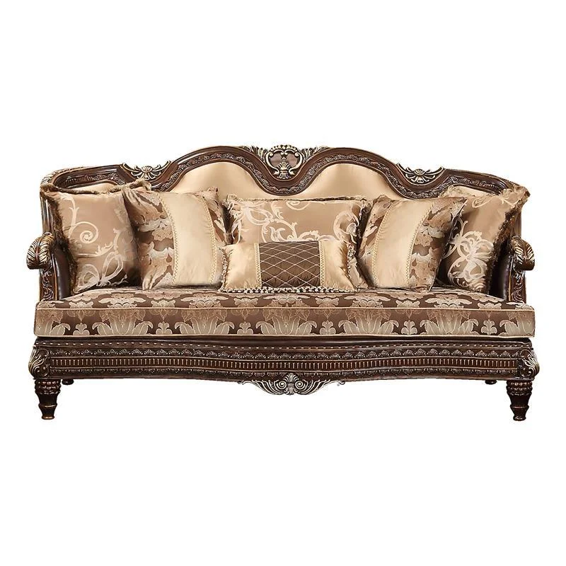 Cherry Finish Wood Sofa & Loveseat Set 2Pcs Traditional Cosmos Furniture Alexa