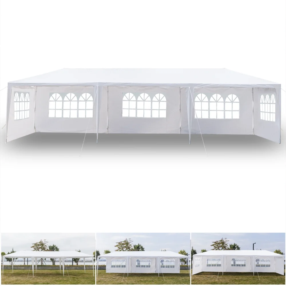 Lowestbest 10' x 30' Canopy Tents for Outside, Canopy Tent for Camping with 5 Removable Sidewalls, Waterproof Folding Canopy Wedding Tent for Party Beach Commercial Event