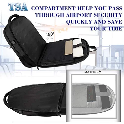 Extra Large Backpack,TSA Friendly College School Bookbags with Laptop Compartment Fit 17Inch Notebook for Boy & Girl,Anti Theft USB Travel Work Rucksack with Luggage Sleeve-Black, Matein