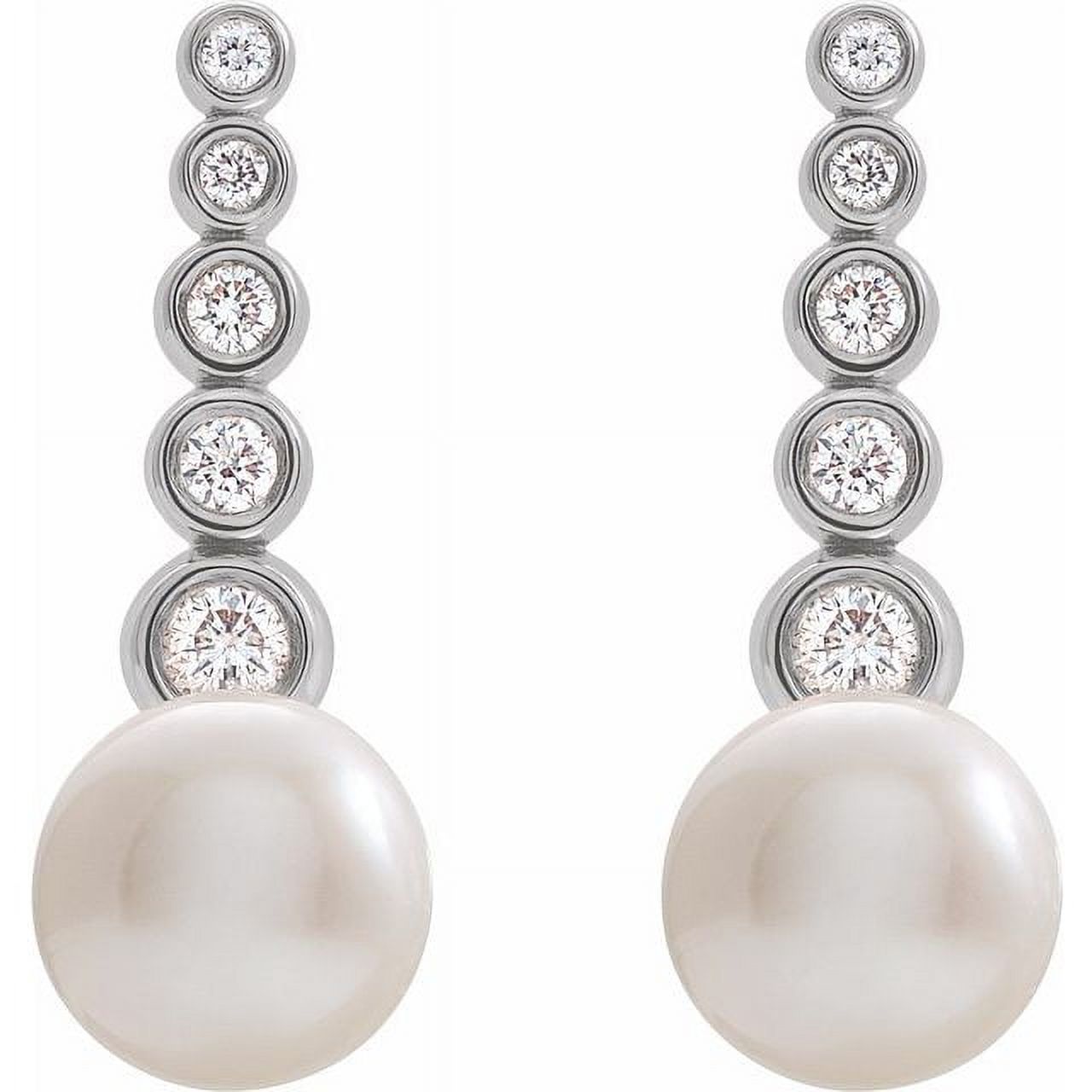 Platinum Cultured White Freshwater Pearl & 1/8 CTW Natural Diamond Earrings 87011:608:P