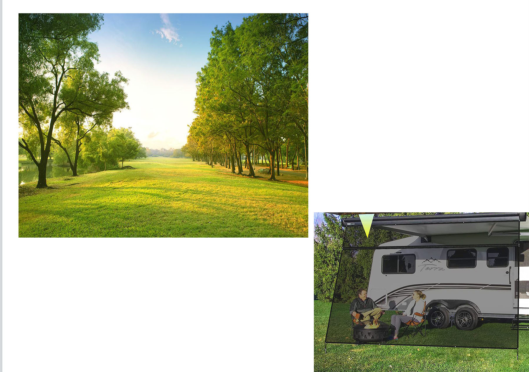 RV Awning Shade Screen 8x17.3’ | Front RV Awning Screen + Awning Strap Down Kit | Mesh Awning Shade for Camper | RV Awning Sunshade w/ Zipper | Provides Wind Protection, Shade, and Privacy