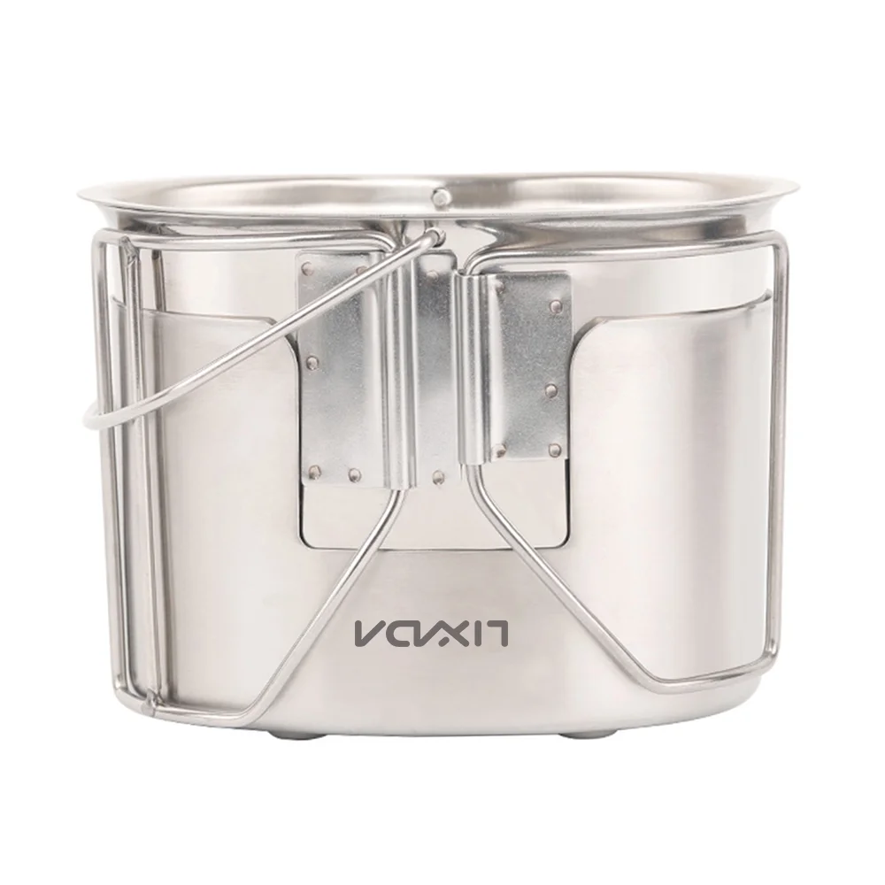 Lixada Camping Cookware Stainless Steel Canteen Cup Hanging Pot with Wood Stove Set for Outdoor Survival Backpacking Hiking Picnic