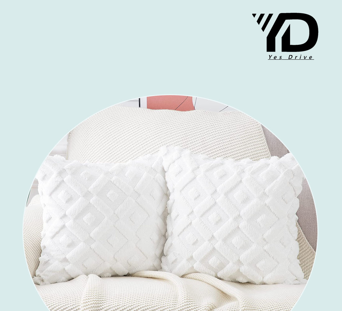 Set of 2 Soft Plush Short Wool Velvet Decorative Throw Pillow Covers Square Luxury Style Cushion Case Pillow Shell for Sofa Bedroom