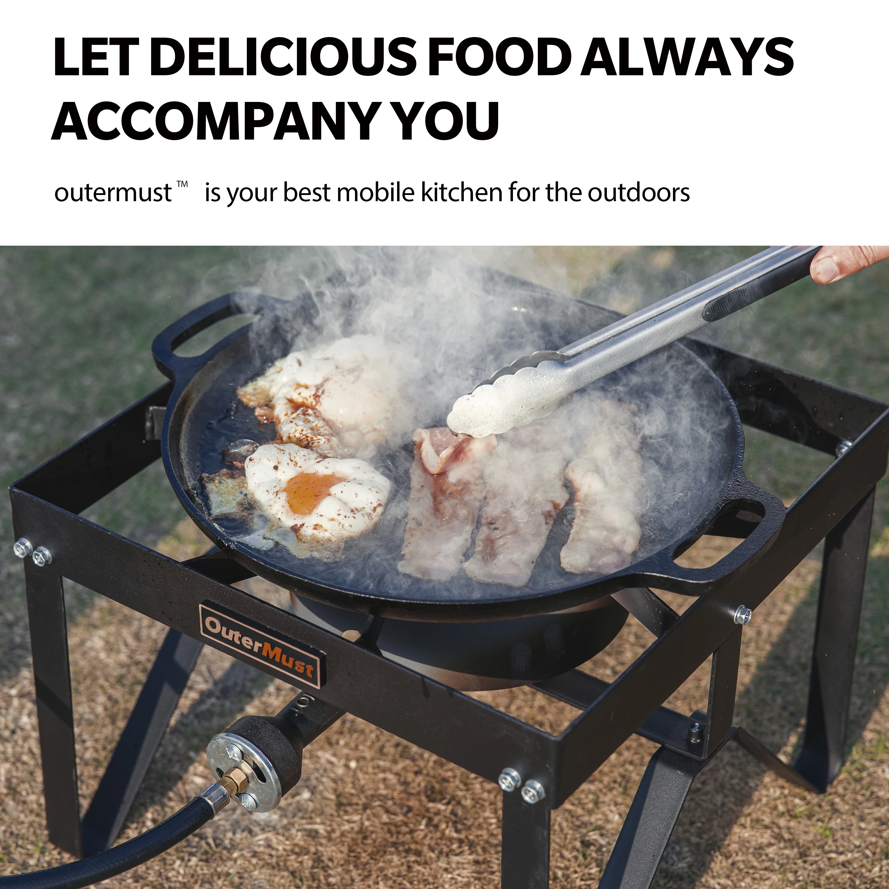 OuterMust Outdoor Propane Burner Heavy Duty Propane Stove Outdoor Burners for Cooking with 10 PSI Regulator and Cast Iron Braided Holes Perfect for Home Brewing, Turkey Fryer and Seafood Boiler