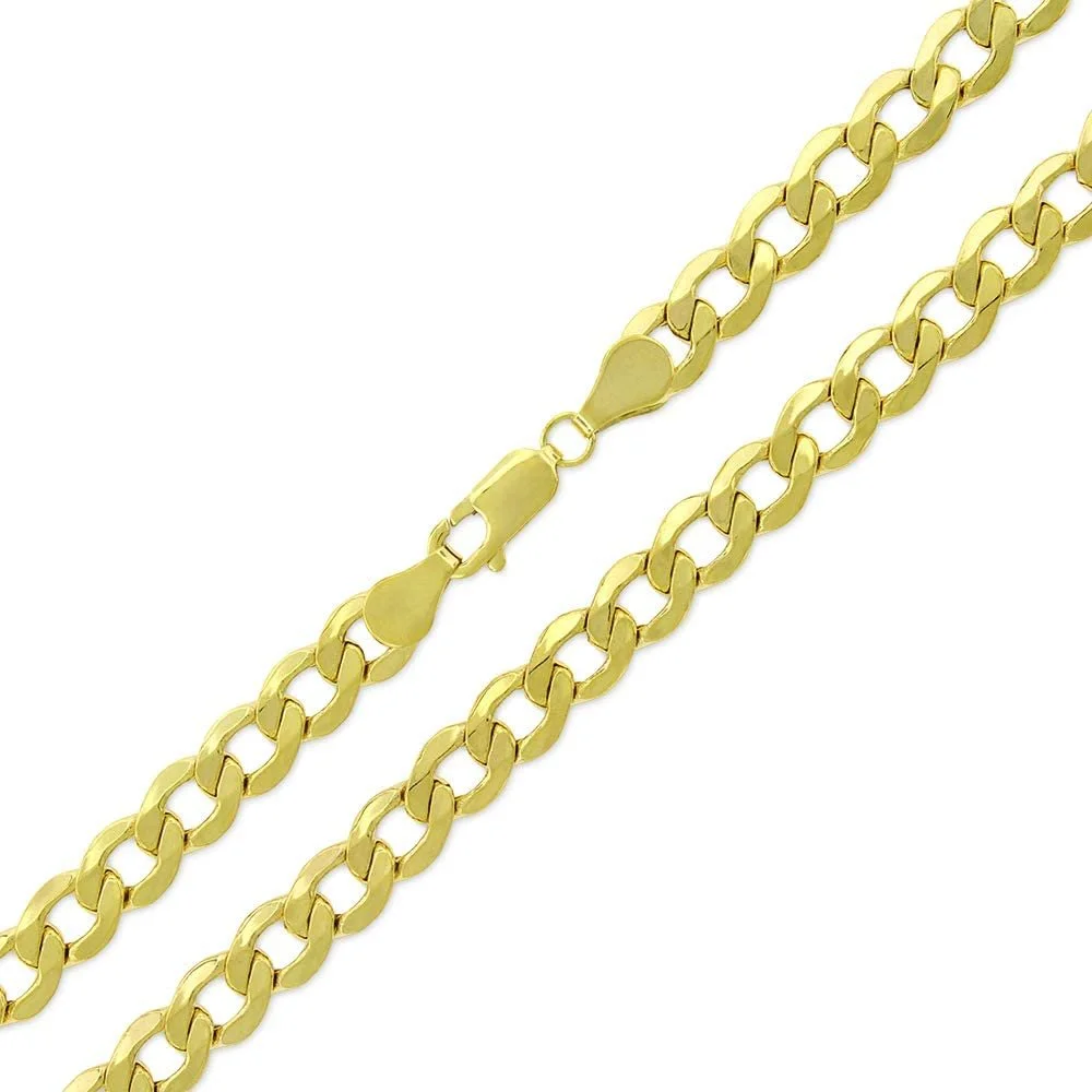 10K Yellow Gold 6mm Hollow Cuban Chain, FREE Microfiber Cloth, Curb Link Mens Womens Necklace, Giorgio Bergamo