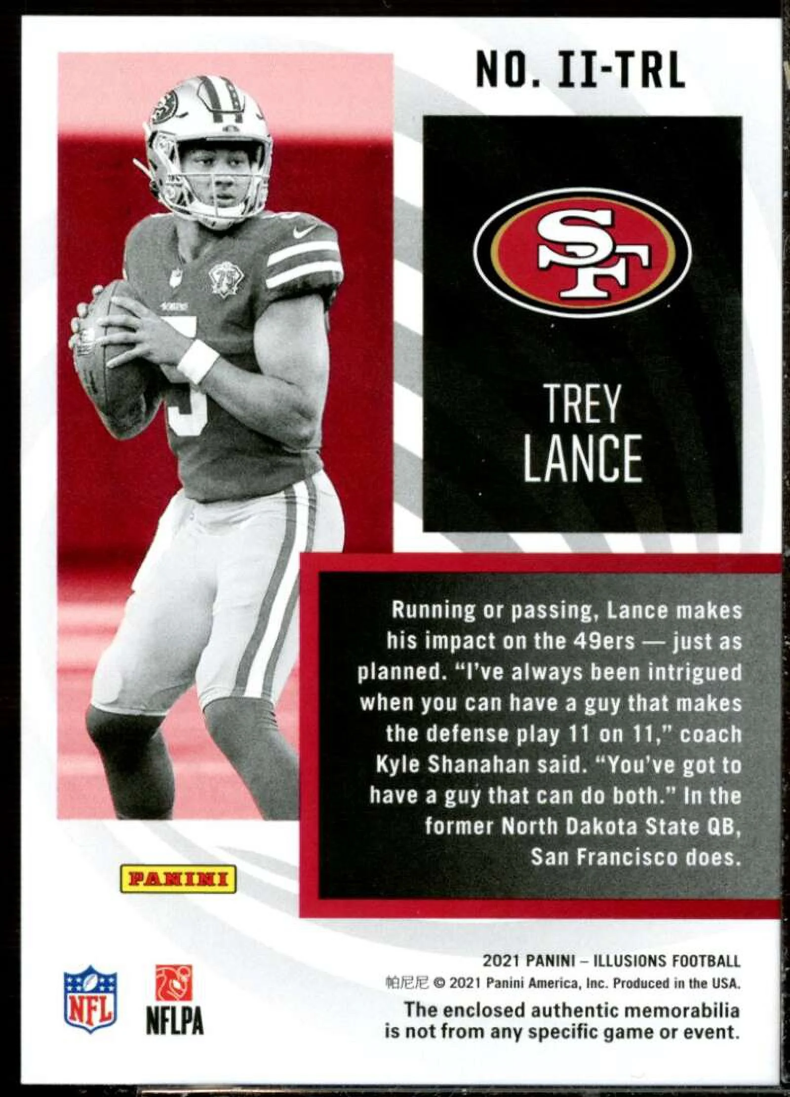 Trey Lance Rookie Card 2021 Panini Illusions Instant Impact Jerseys #3
