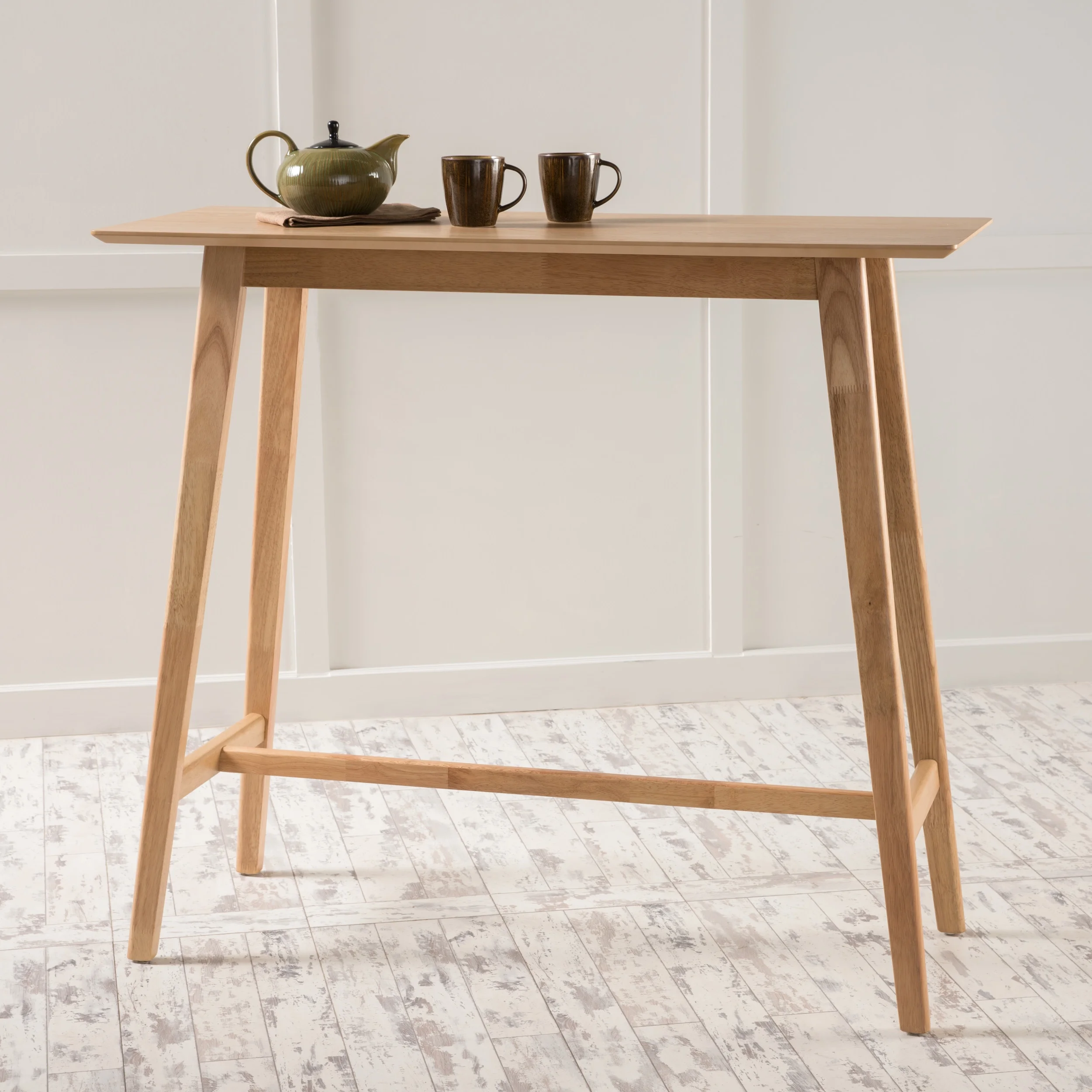 GDF Studio Tenley Mid Century Modern Wood Bar Table, Oak