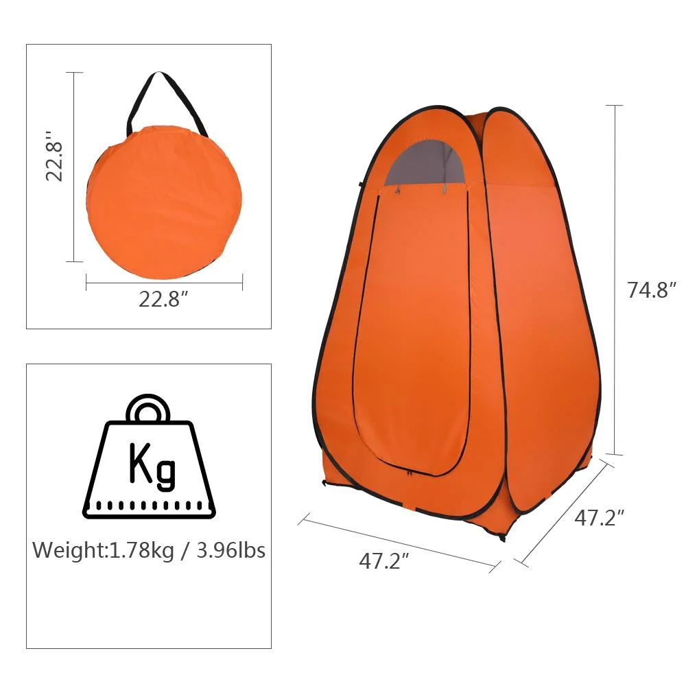 SalonMore Pop Up Privacy Tent Instant Portable Outdoor Shower Tent Camp Toilet Changing Room for Camping Beach Fishing, Orange
