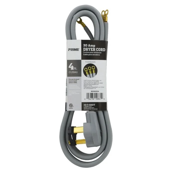 4 Feet 10/3 30 Amp, 3-Wire Dryer Cord, (5 Pack)