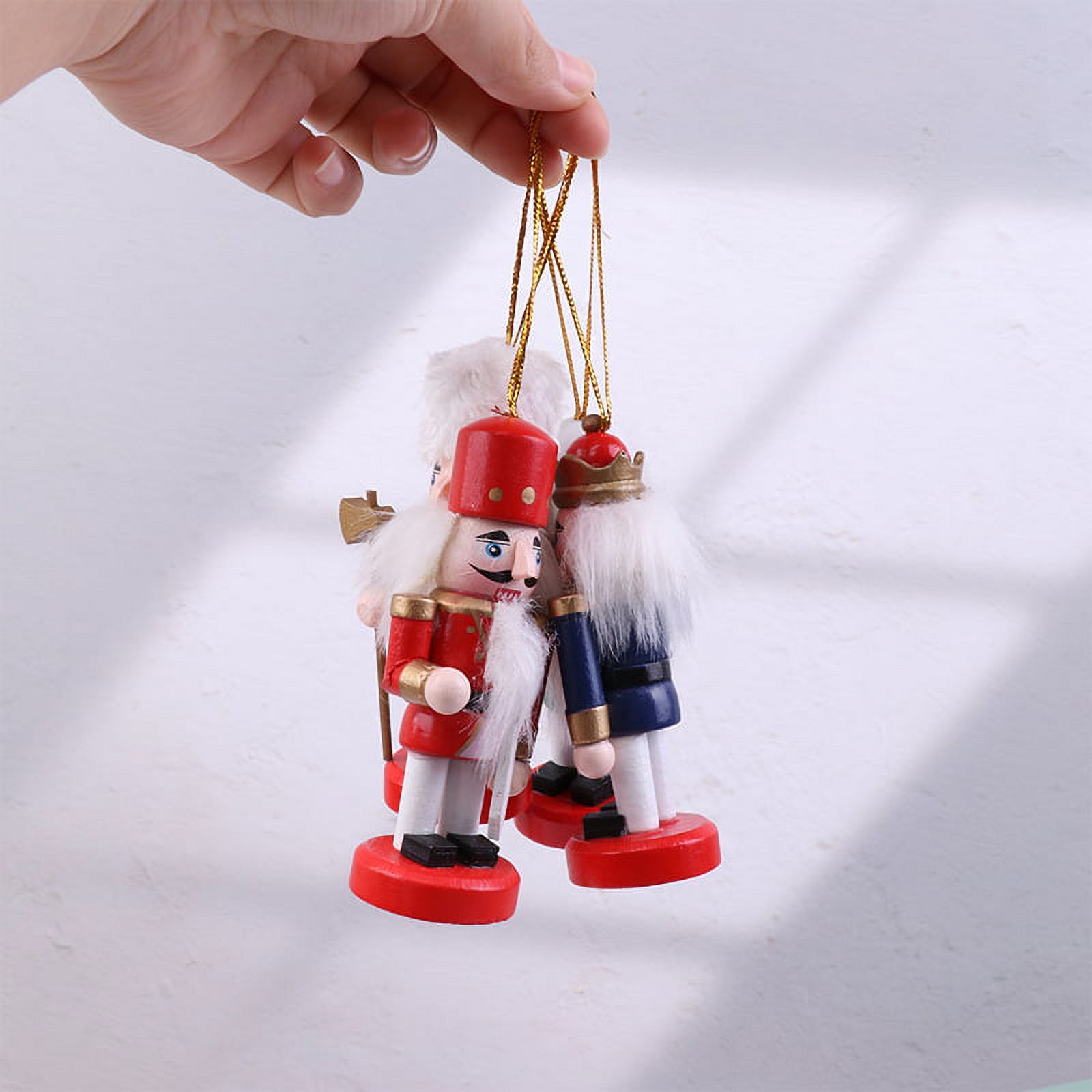 Mini Wooden Nutcracker Doll Soldier Xmas Tree Pendant Ornaments Decoration FDFWA
