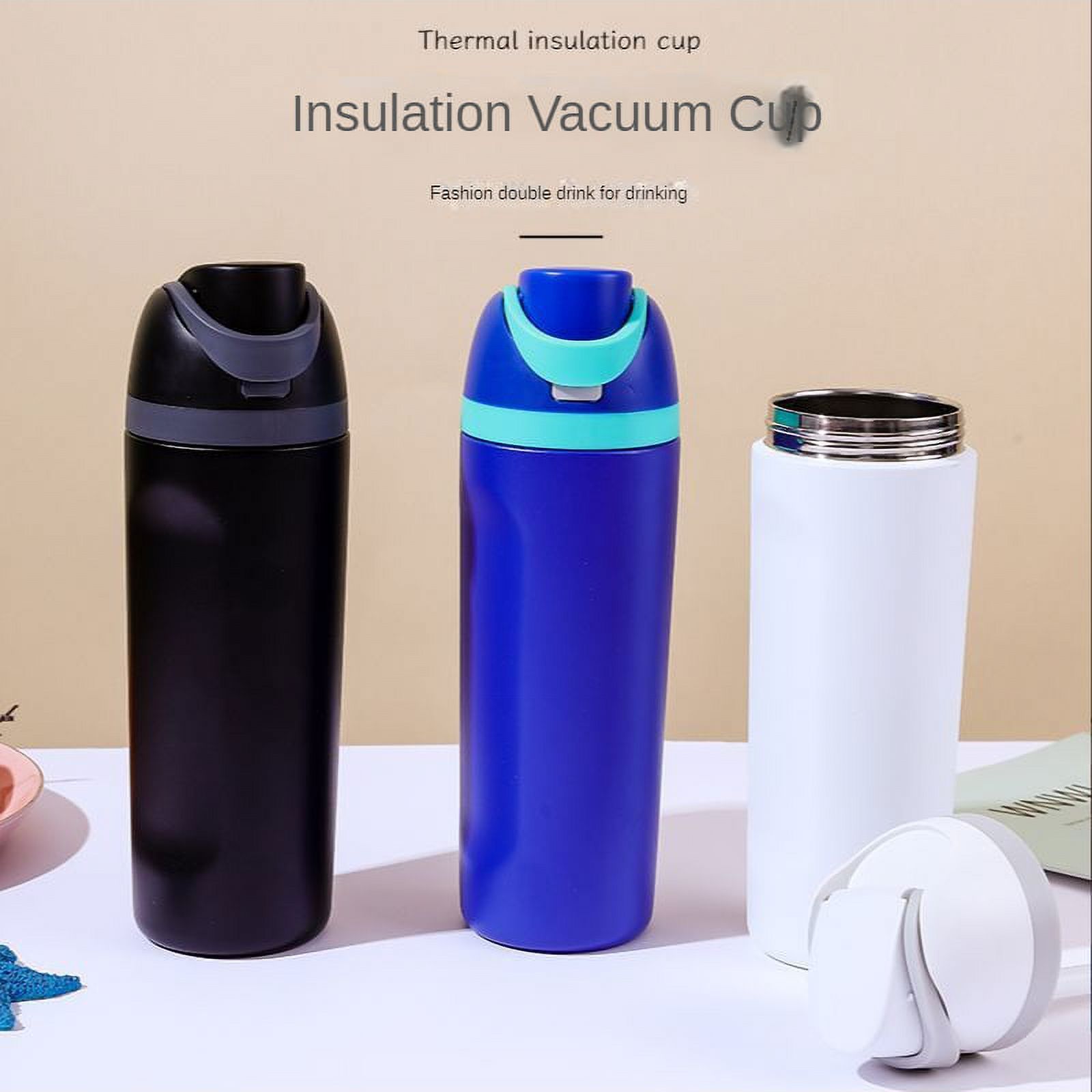 Insulated Stainless Steel Water Bottle with Straw for Sport and Travel, 20oz, Blue and FreeSip Insulated Stainless Steel Water Bottle with Straw for Sport and Travel