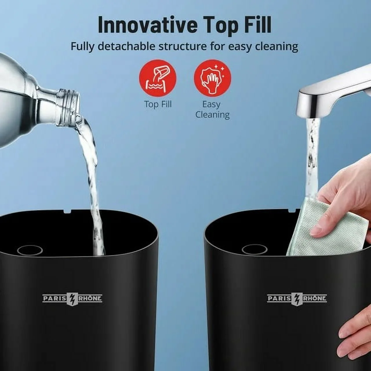 Humidifiers, 4L Ultrasonic Cool Mist Humidifier with Humidistat, 30Hrs Timer, for Large Room, Bedroom, Office, Black