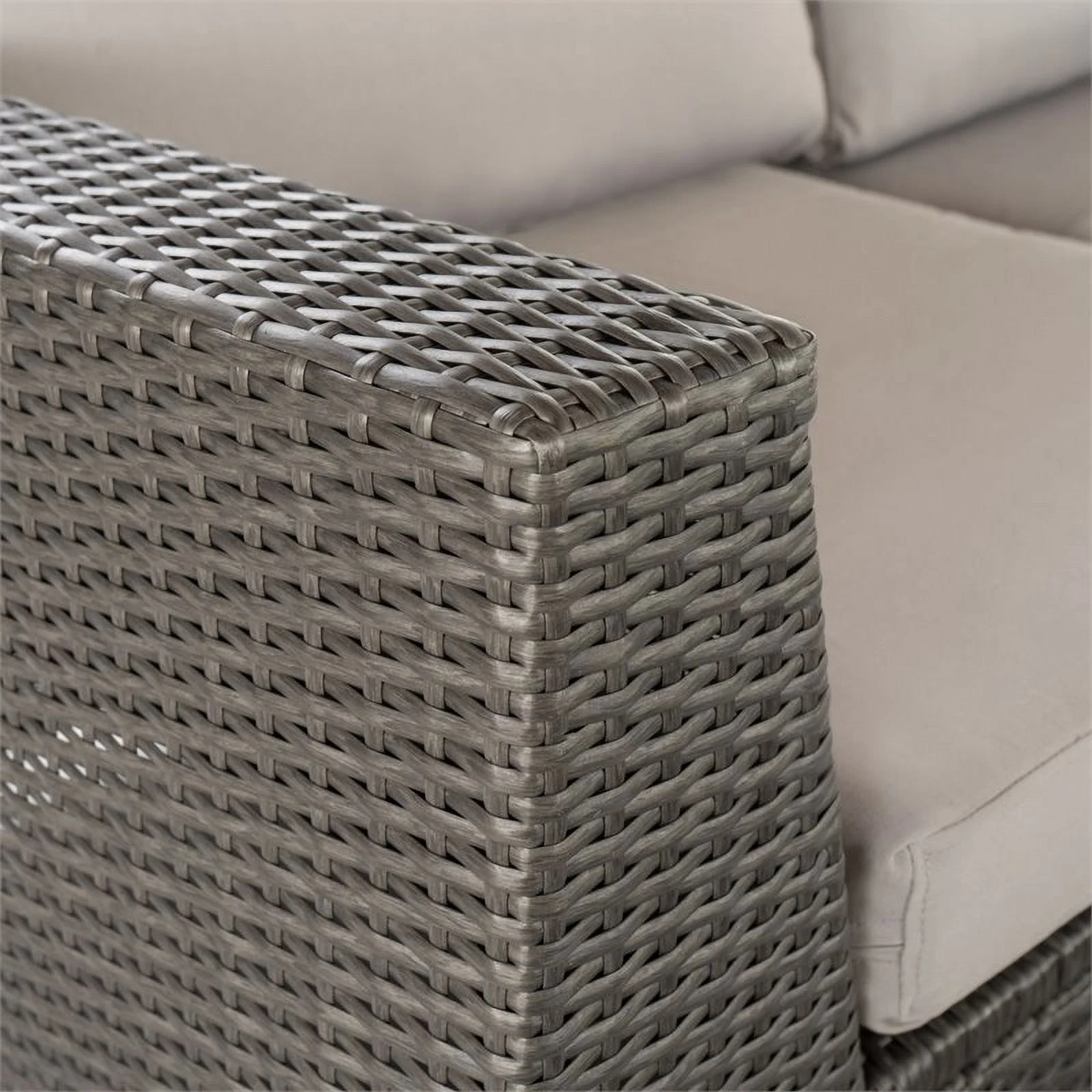 Santa Rosa 6 Seater Grey Wicker Sectional with Aluminum Frame/Silver Cushions