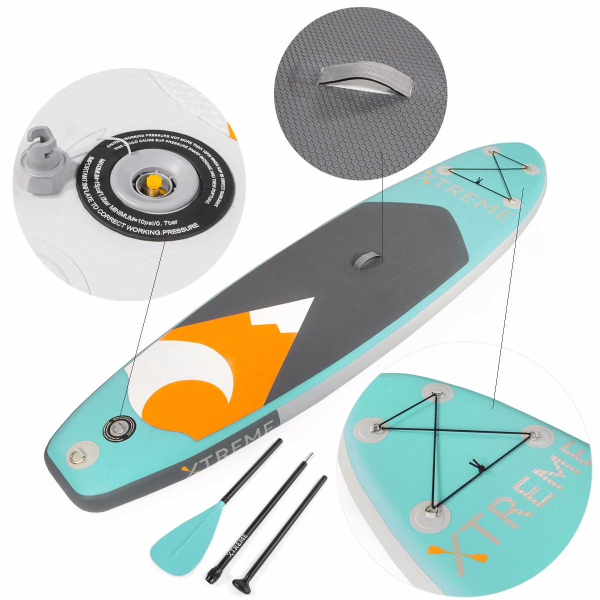 XtremepowerUS 10ft Aqua SUP Paddle Board Inflatable StandUp PaddleBoard, Mint