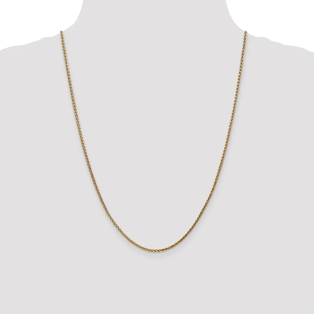 Real 14kt Yellow Gold 1.8mm Diamond Cut Spiga Chain; 24 inch; Lobster Clasp; for Adults and Teens; for Women and Men