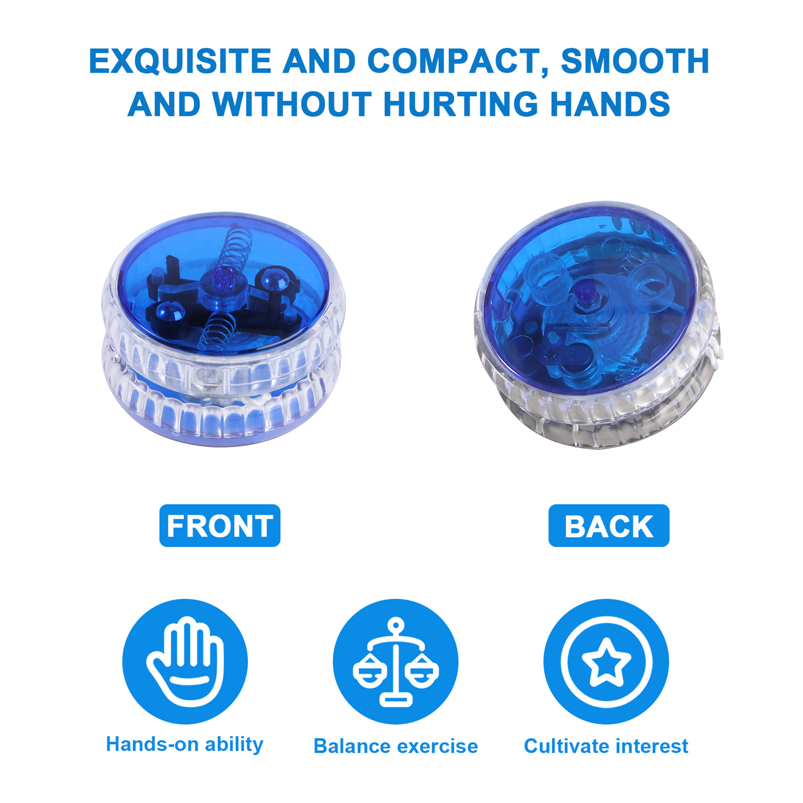 2pcs NUOBESTY LED Luminous Yoyo with String Yo-Yo Ball Birthday Party Favors Prizes (Blue)