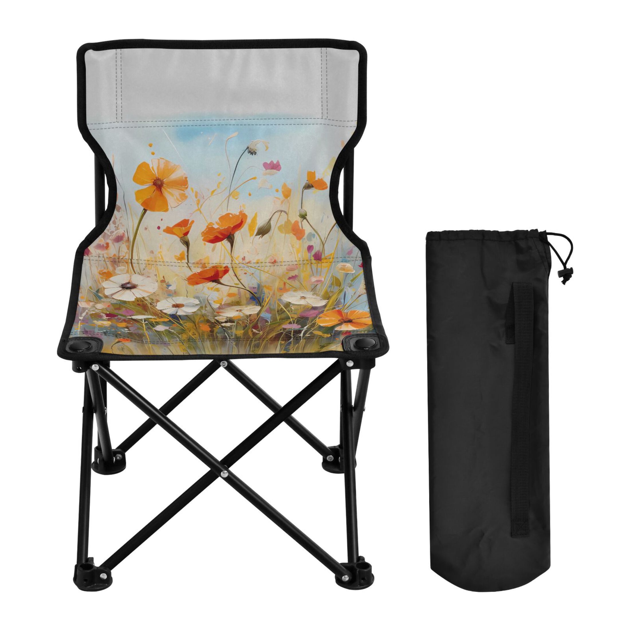 Daisy Flowers Portable Camping Chair Outdoor Folding Beach Chair Fishing Chair Lawn Chair with Carry Bag Support to 220LBS