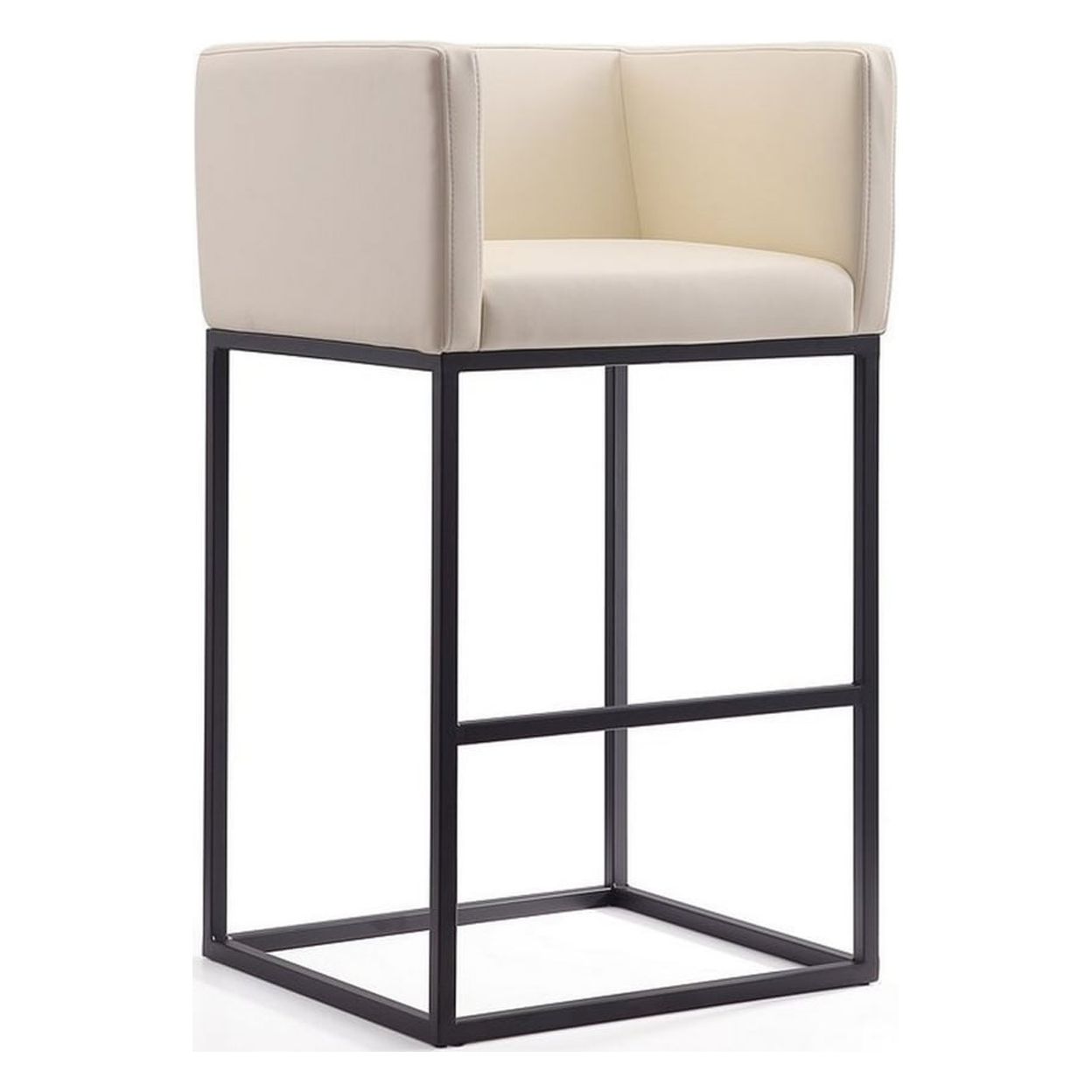 Embassy 38 in. Cream and Black Metal Barstool (Set of 2)