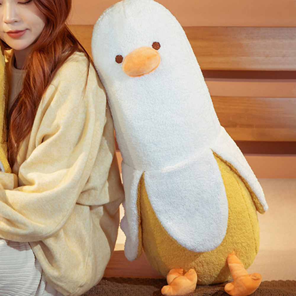 Kawaii Banana Duck Stuffed Toy Non-Deformable Tensile-Resistant Stuffed Animal for Birthday Children's Day Gift