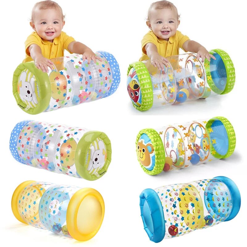 Inflatable Baby Crawling Roller Toy with Rattle and Ball PVC Early Development Fitness Toys Early Educational Toy For Children C
