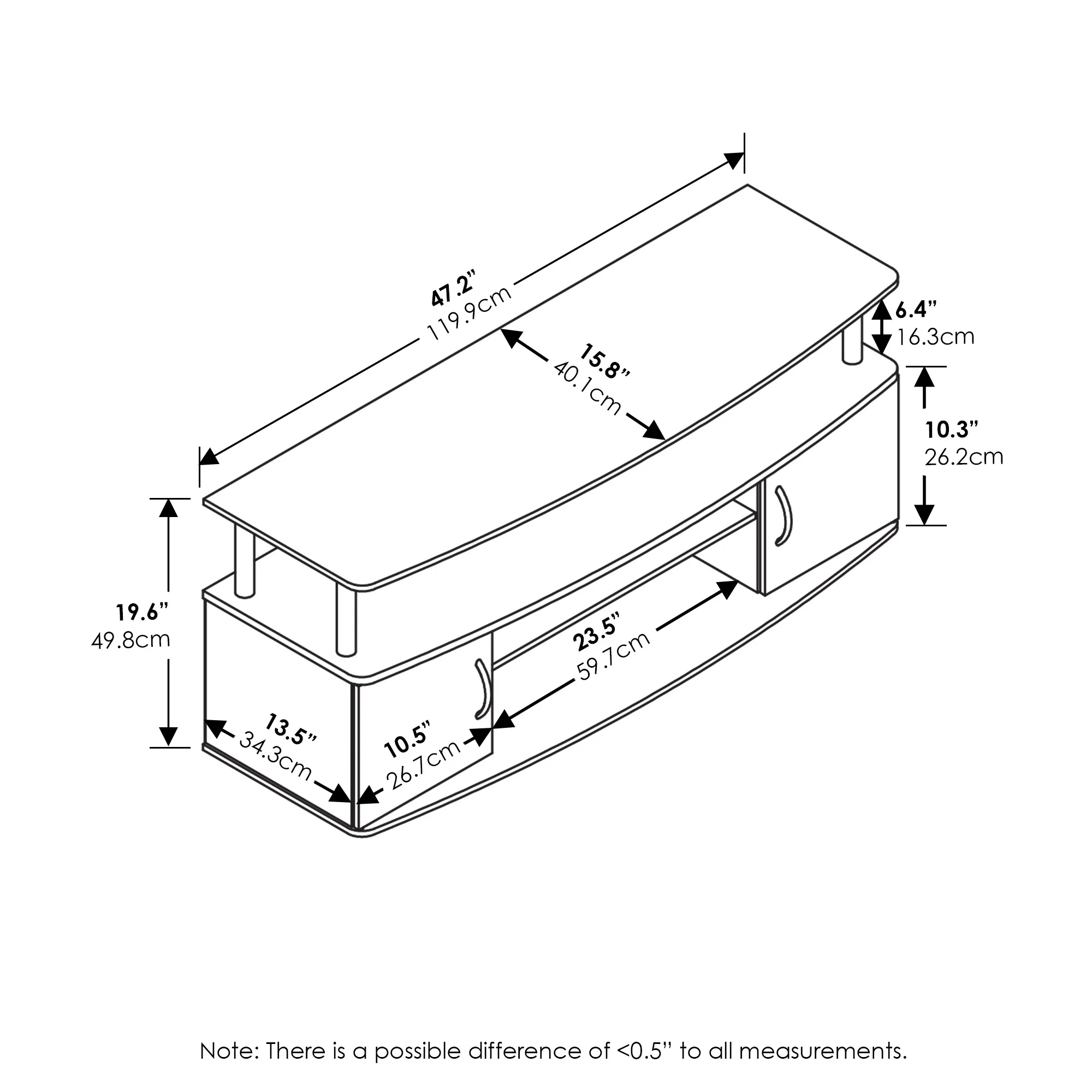 Furinno JAYA Large Entertainment Center Hold up to 55-IN TV, Amber Pine/Black