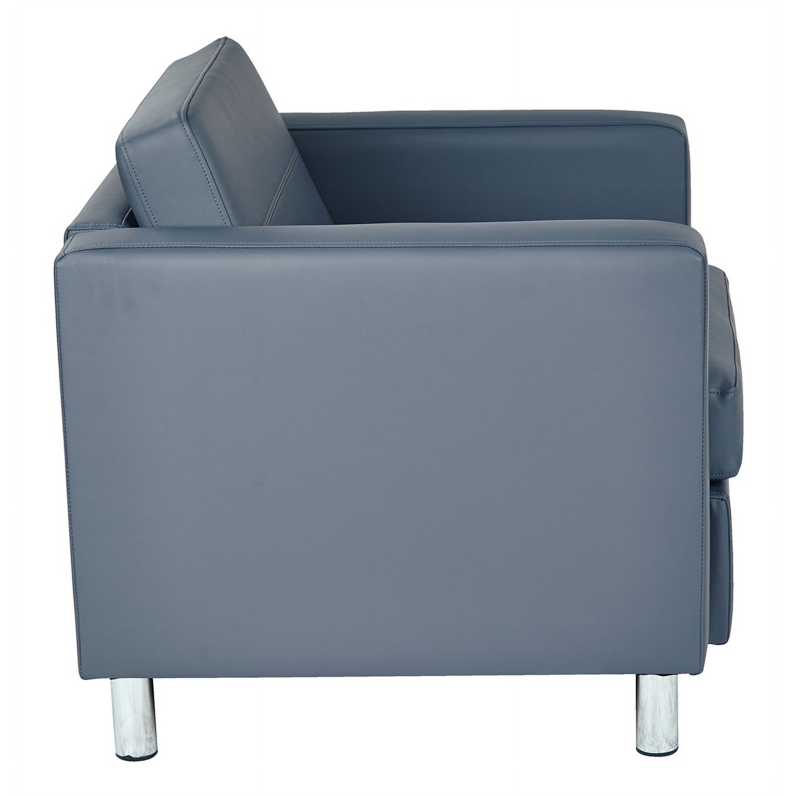 Pemberly Row Contemporary Faux Leather Armchair In Blue Vinyl Fabric