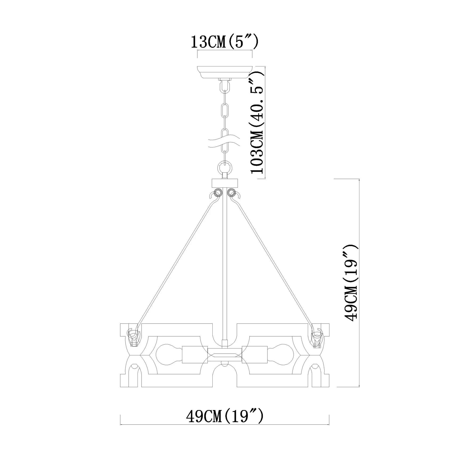 Warehouse of Tiffany Aarti Rustic Farmhouse 4 Light Wood Grain Paint Chandelier Pendant 19 Inch.