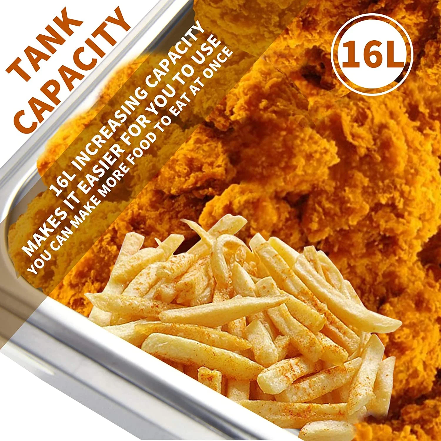 SUNCOO 16Liter Large Electric Fryer Deep Fryer Commercial French Fryer Countertop with Removable Baskets Stainless Steel Restaurant Home Kitchen 2 Baskets Double Tank 3600W