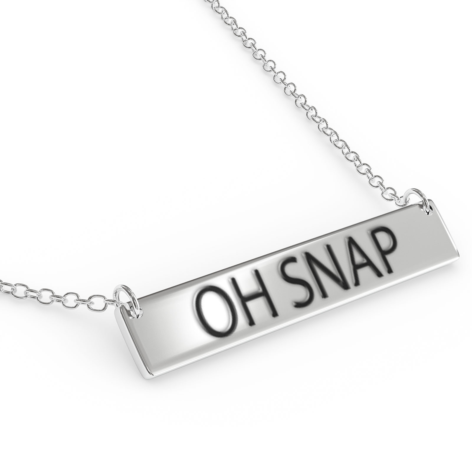 Oh Snap Women's Bar Pendant Necklace Sterling Sliver