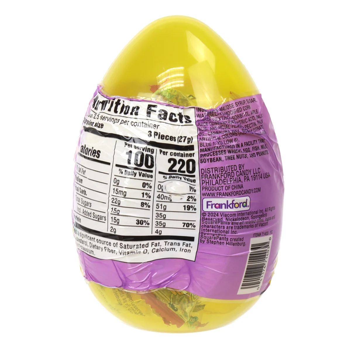 Frankford Easter Krabby Patties Gummy Candy Filled Giant Egg, 2.22oz