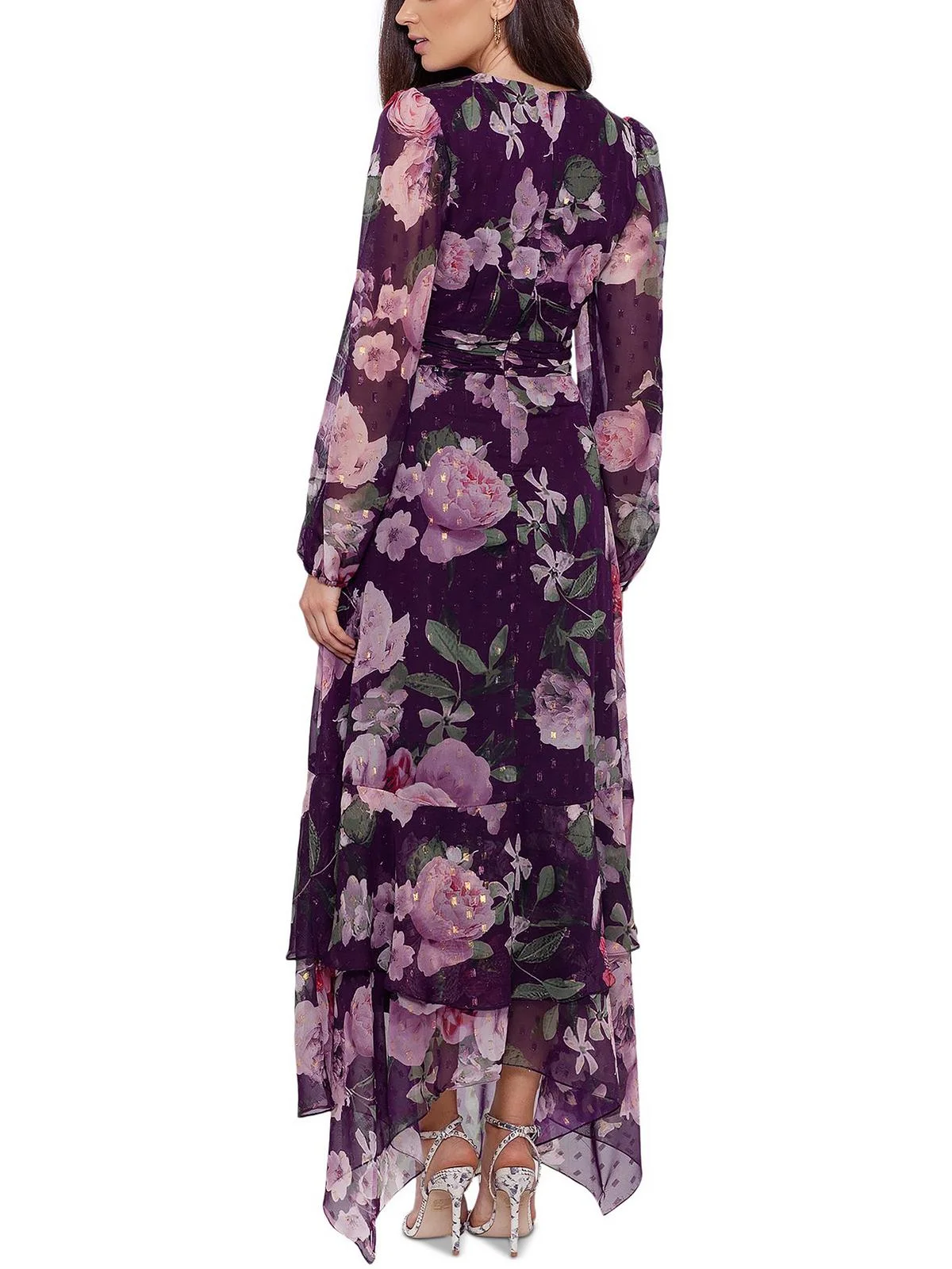 Xscape Womens Chiffon Floral Maxi Dress