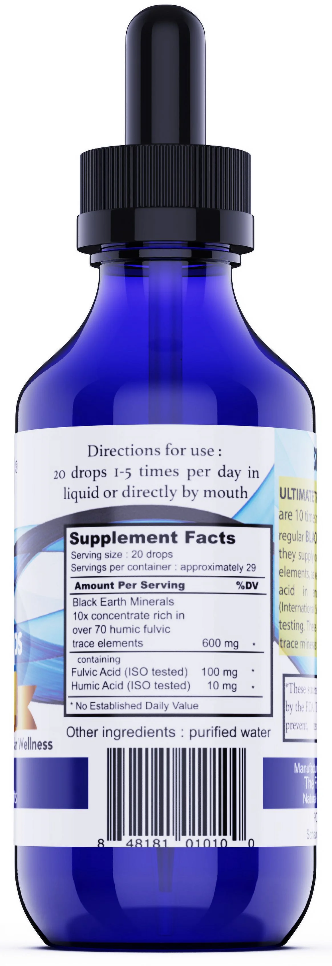 The Food Movement Co Ultimate Trace Mineral Drops - 10X Strength, Vegan, Concentrated Mineral Supplements with Humic/Fulvic Acid - Essential Trace Minerals for Optimal Health - 1 oz size