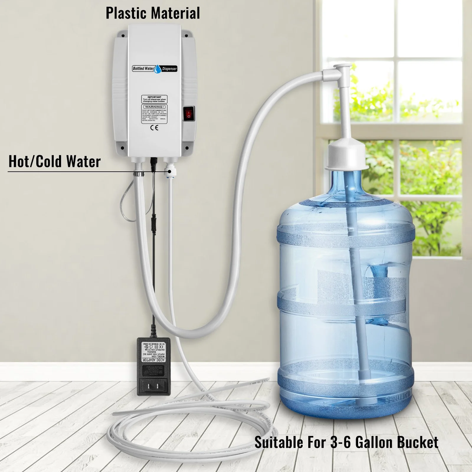 Bottled Water Dispenser Pump System - 110V, 20ft US Plug, High Flow for Coffee/Tea Machines and Ice Makers