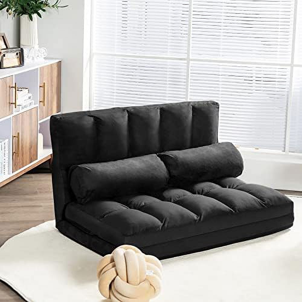 RUNFAYBIU Foldable Floor Sofa  6-Position Adjustable Lounge Couch with 2 Pillows & Suede Cloth Cover  Modern Lounge Mattress Video Gaming Lazy Couch  Floor Seating Sofa  71" x 44.