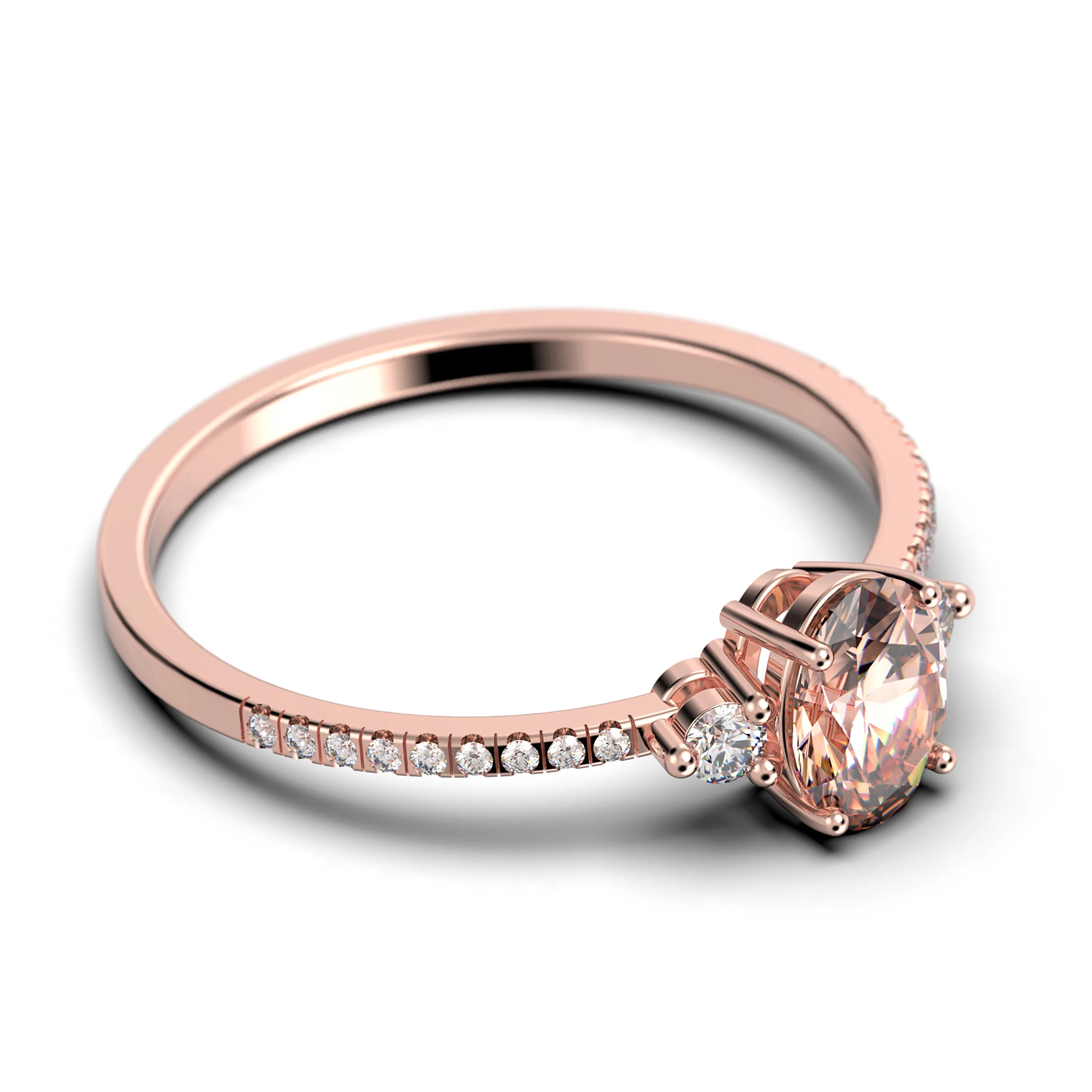 Minimalist 2.00 Carat Oval Cut Simplistic Morganite And Diamond Moissanite Engagement Ring, Classic Wedding Ring in 10k Solid Rose Gold, Gift For Her, Promise Ring, Anniversary Ring