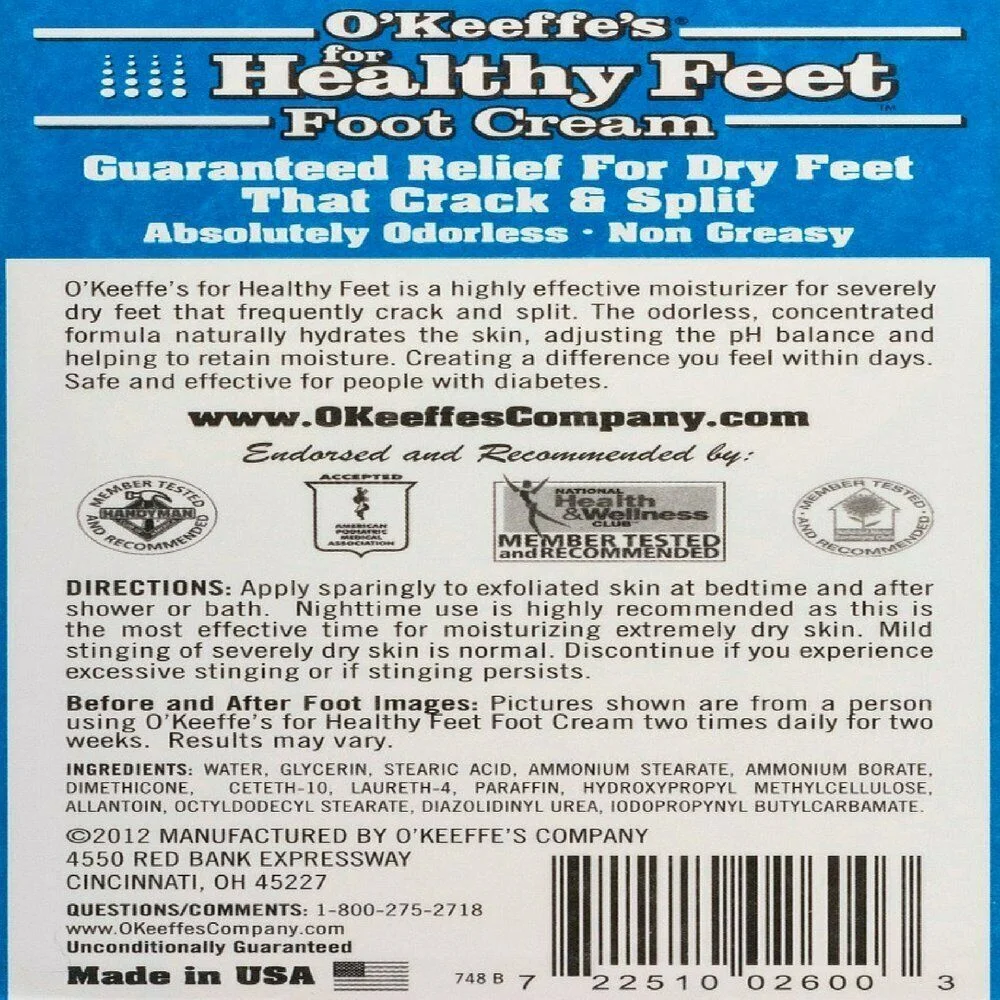 O'Keeffe's Healthy feet Foot Cream, 2.7 oz, 6 Pack