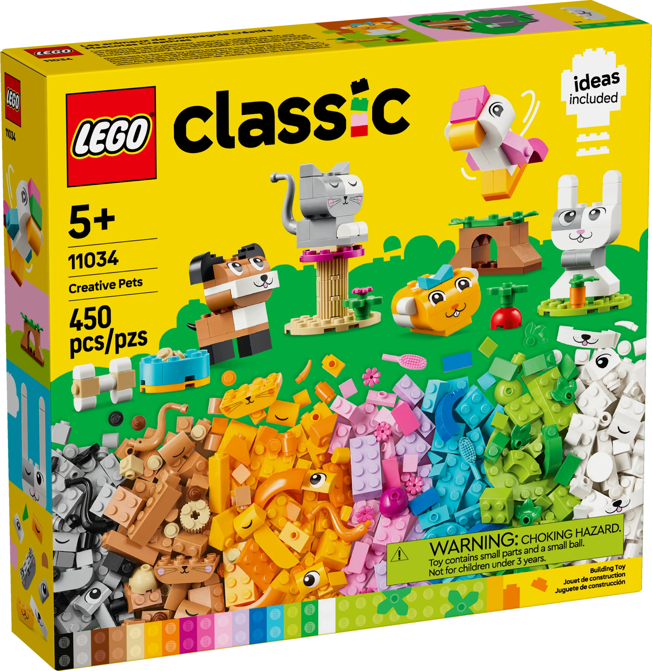 LEGO Classic Creative Pets, Building Brick Animals Toy, Kids Build a Dog, Cat, Rabbit, Hamster and Bird, Gift for Animal-Loving Boys and Girls Aged 5 and Up, Great Build Together Toy, 11034