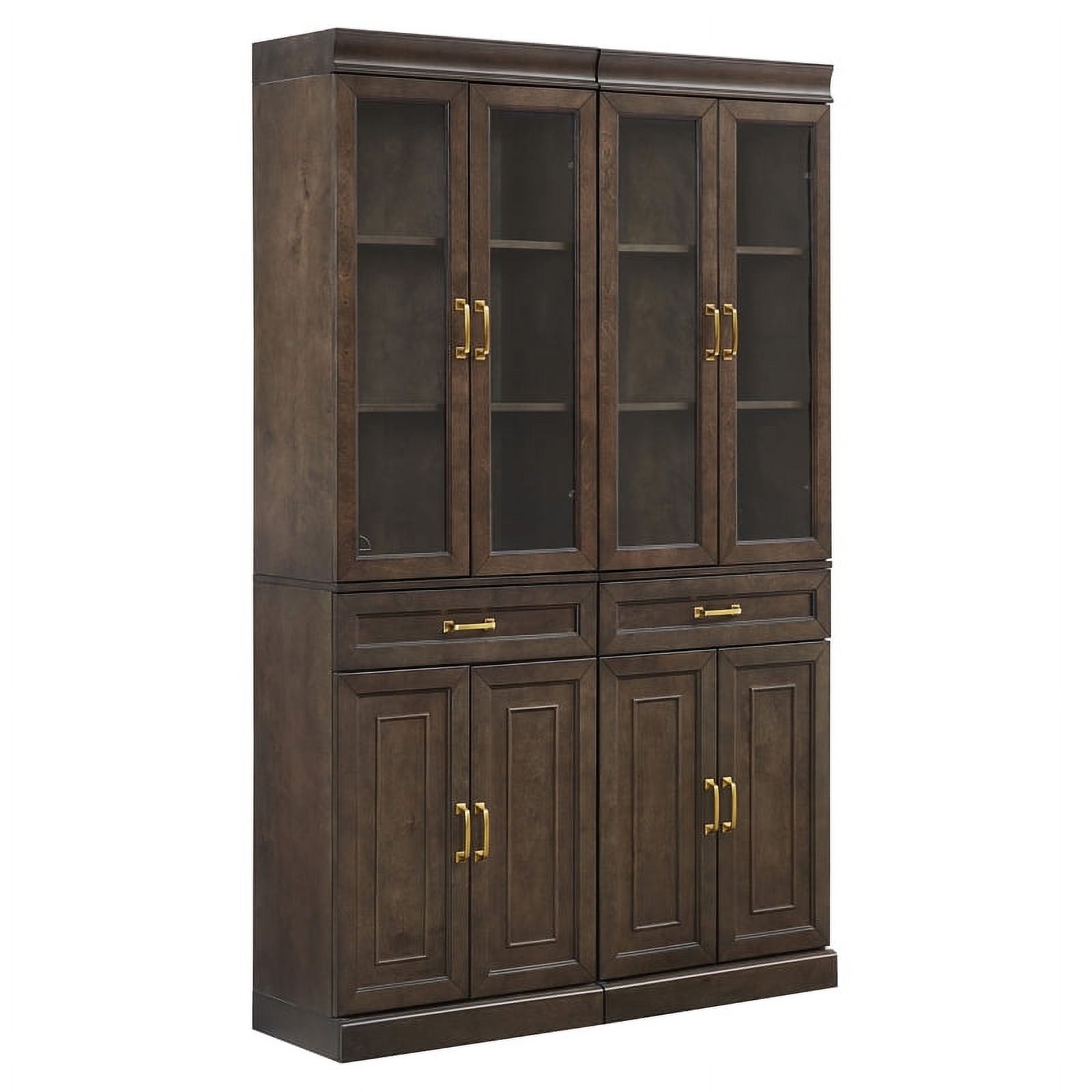 Crosley Furniture Stanton Wood Kitchen Storage Pantry Set in Coffee (Set of 2)