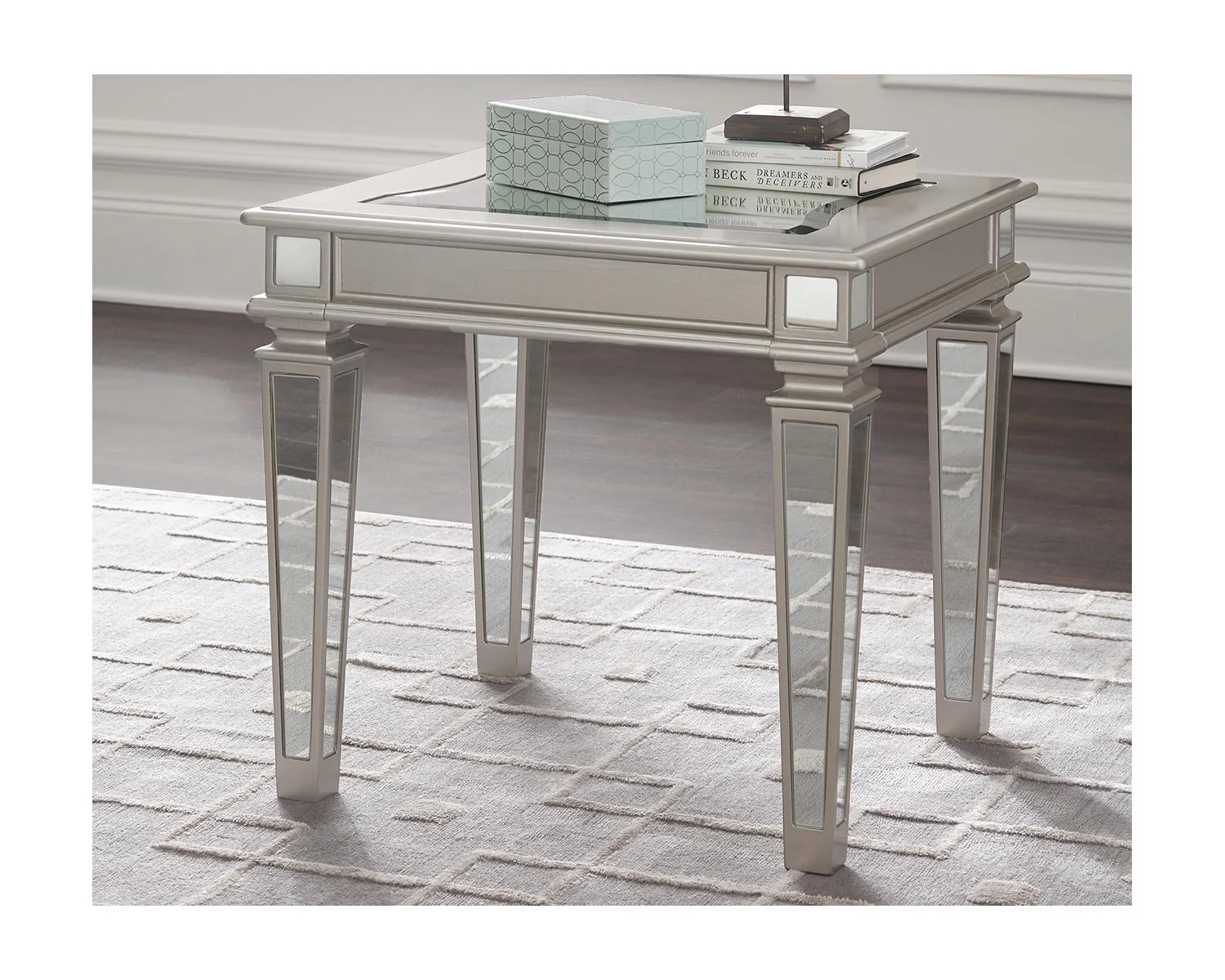 Signature Design by Ashley Contemporary Tessani End Table  Silver
