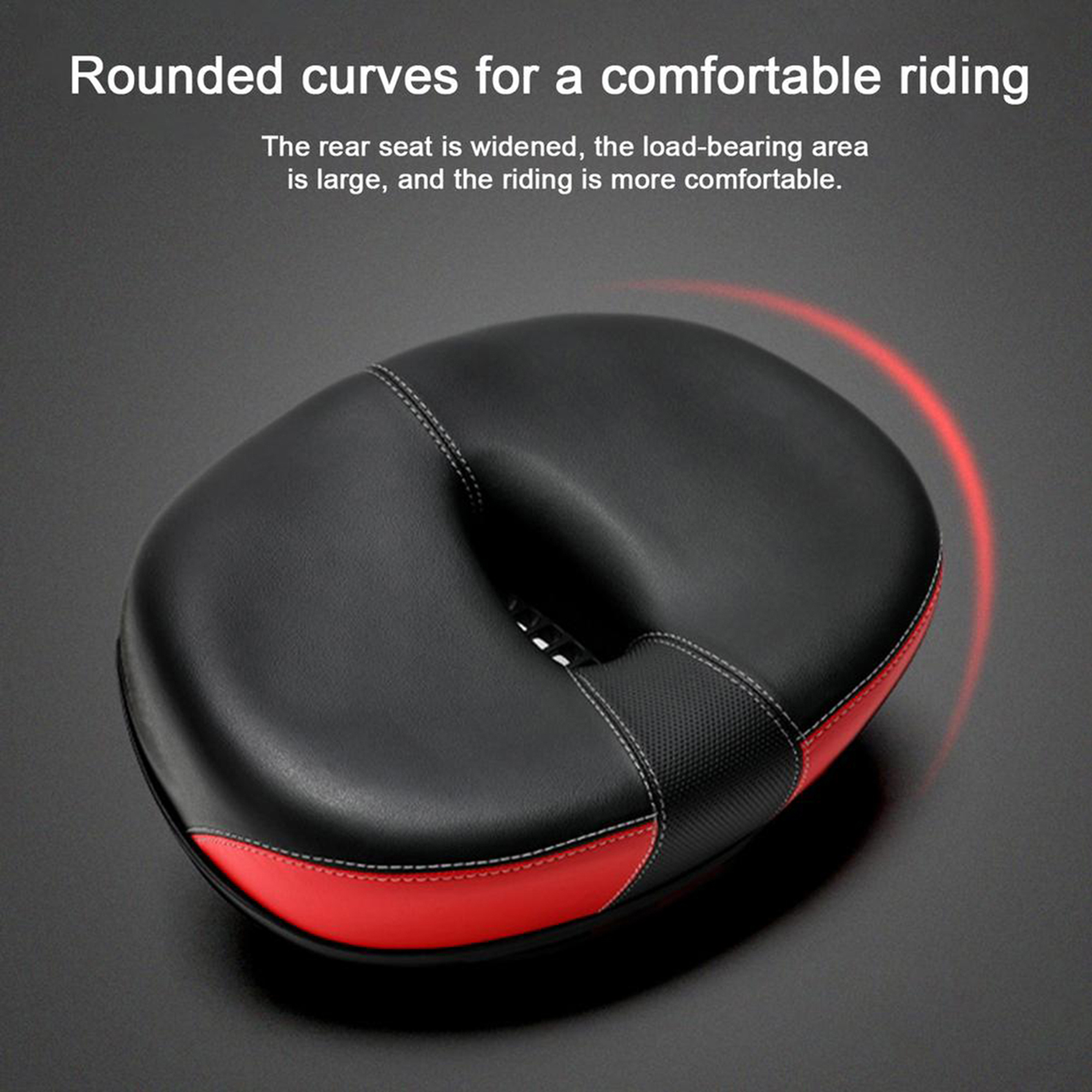 Sunisery PU Leather Bike Saddle Thickened Big Butt Polyurethane Gel Foam Pad Reflective Stickers Tool