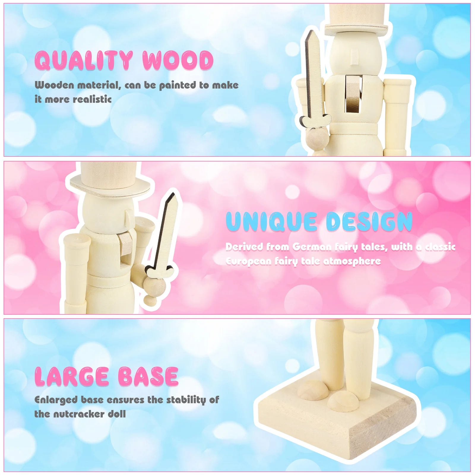 Paintable Nutcracker Unfinished Wooden Nutcracker Doll DIY Adornment Unpainted Nutcracker Soldier